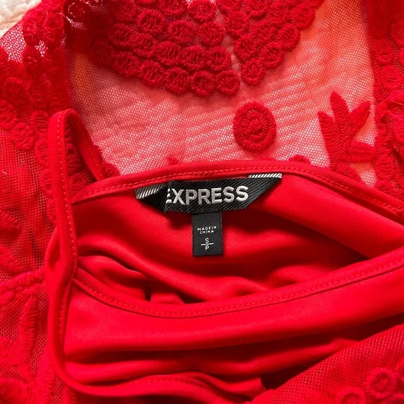 Express Red Lace Dress Size S/P - Picture 4 of 5